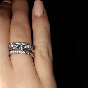 Very Lightly Worn Pandora SS and CZ Rings and Box